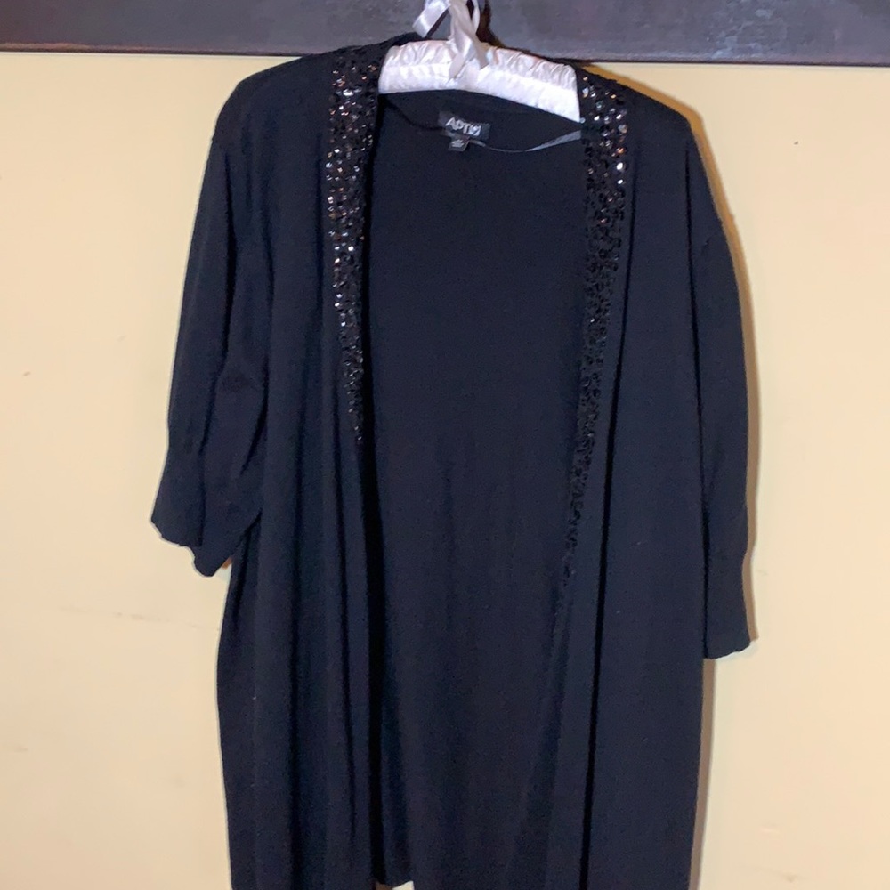 APT.9 Women’s black sweater jacket with with sequin edging